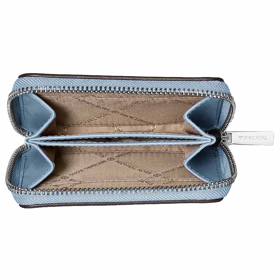 Michael Kors Jet Set Medium Distressed Zip Card Case Cornflower Blue # 35F5STVD6Y
