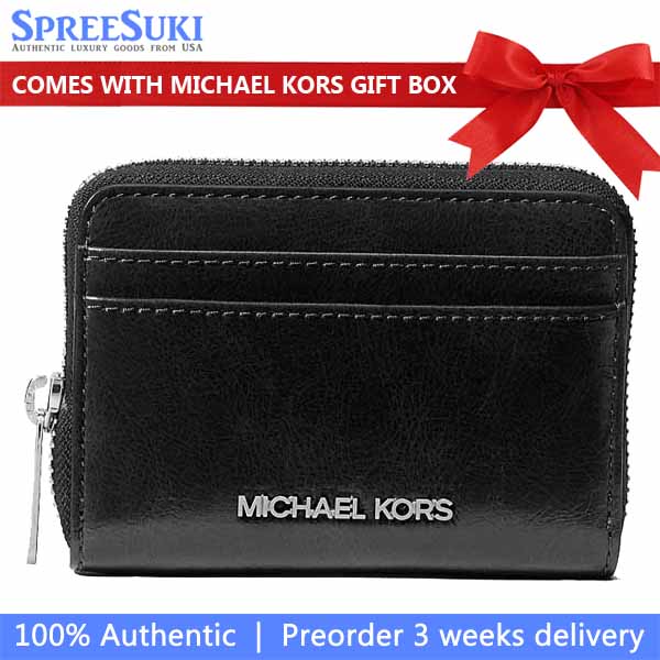 Michael Kors Jet Set Medium Distressed Zip Card Case Black # 35F5STVD6Y