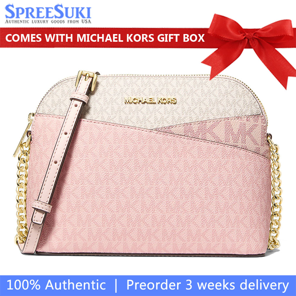 Michael Kors Jet Set Travenuel Medium Color-Block Signature Logo Crossbody Bag Powder Blush Multi Blush Pink # 35S5GTVC6B