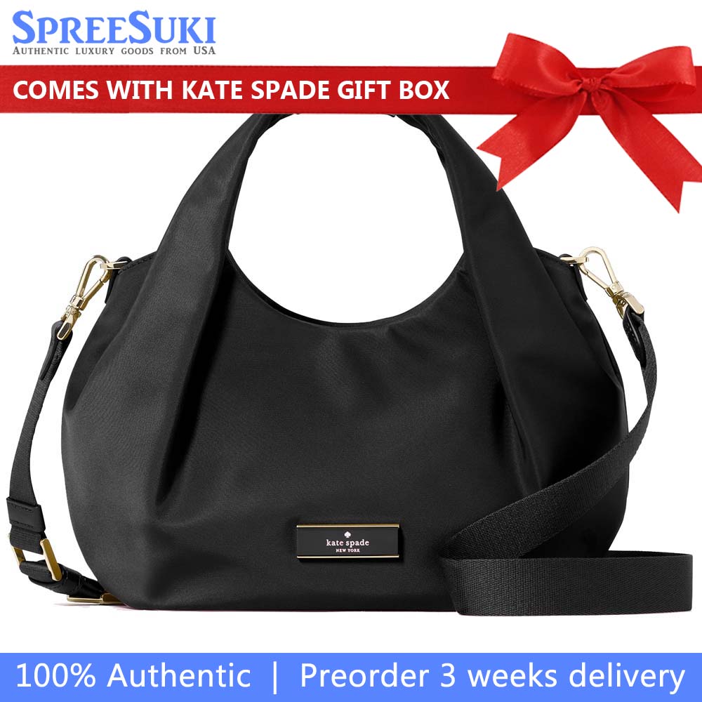 Kate Spade Carter Nylon Small Pleated Crossbody Black # KL965