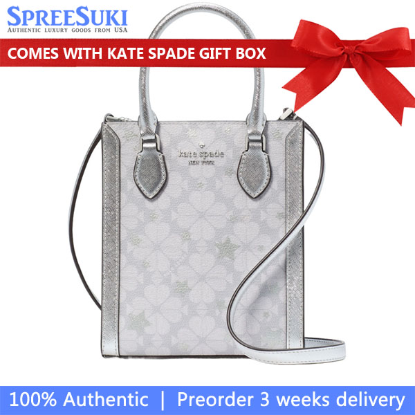 Kate Spade Spade Flower Star Toss Small Tote Platinum Grey Multi # KJ957