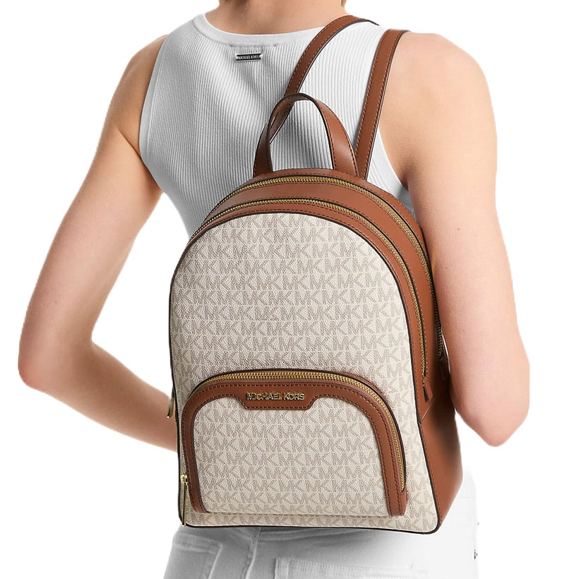 Michael Kors Jaycee Medium Zip Pocket Backpack Vanilla Acorn # 35S2G8TB2B