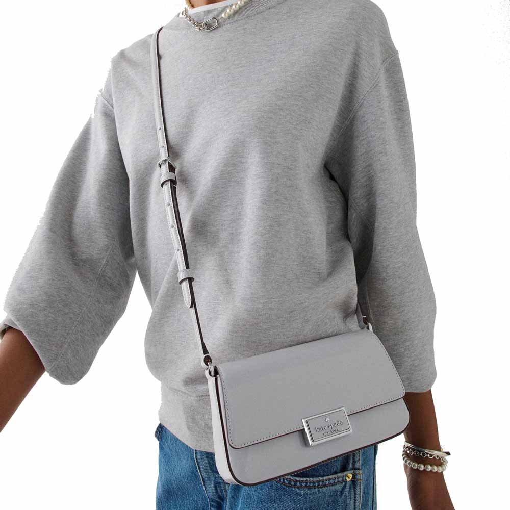 Kate Spade Reegan Patent Mini Flap Crossbody Pavement Light Grey # KM567