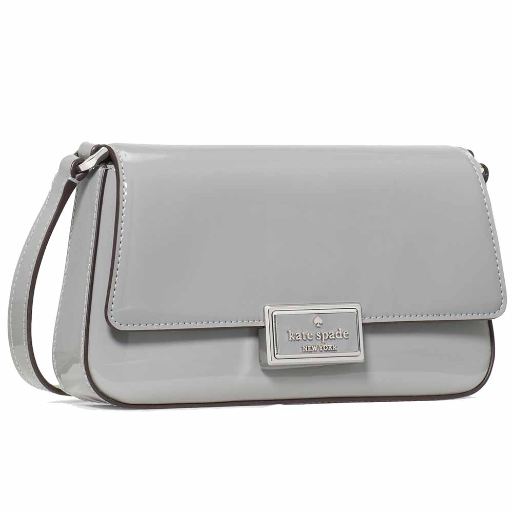 Kate Spade Reegan Patent Mini Flap Crossbody Pavement Light Grey # KM567