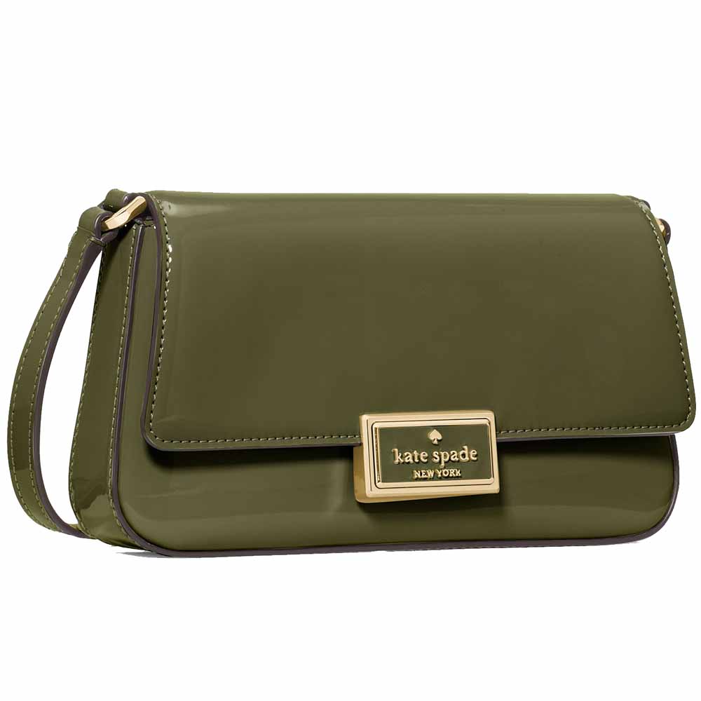 Kate Spade Reegan Patent Mini Flap Crossbody Enchanted Green Dark Green # KM567