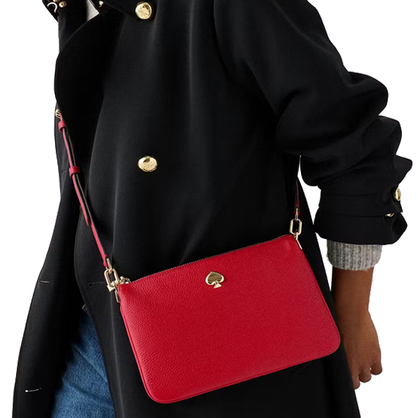 Kate Spade Kayla Small Triple Compartment Crossbody Perfect Cherry Dark Red # KL806