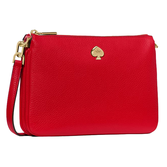 Kate Spade Kayla Small Triple Compartment Crossbody Perfect Cherry Dark Red # KL806
