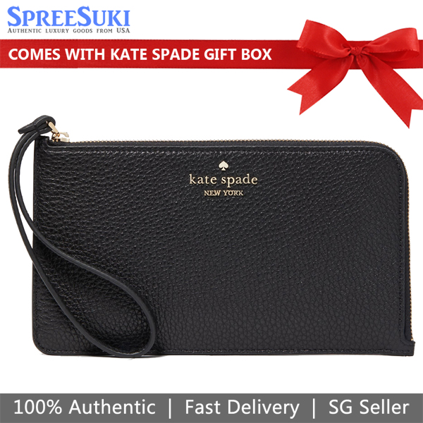 Kate Spade Large Wristlet Lucy Medium L-Zip Wristlet Black # KE574