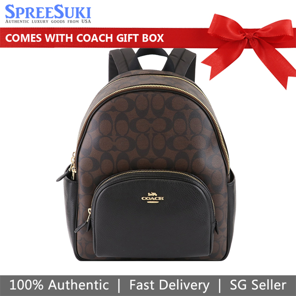 Coach Medium Backpack Court Backpack In Signature Brown Black Dark Brown # 5671