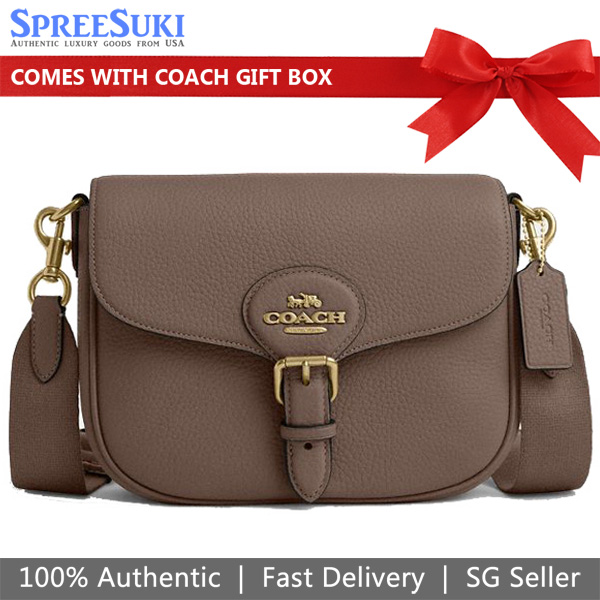Coach Amelia Saddle Bag Dark Stone Dark Brown # CP107