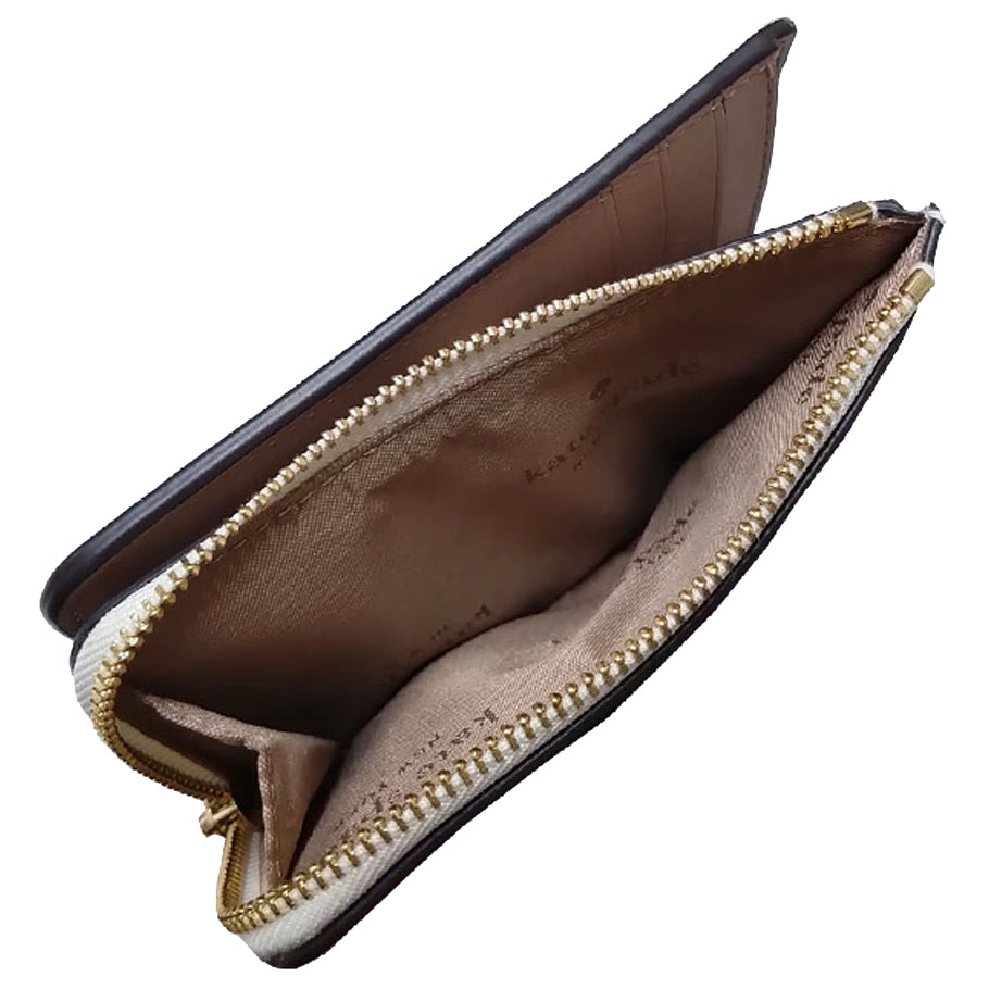 Kate Spade Small Wallet Madison Saffiano Leather Small Lzip Wallet Meringue White # KH615