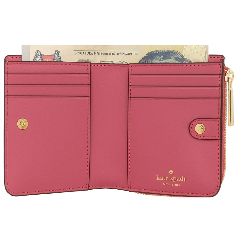 Kate Spade Small Wallet Madison Saffiano Leather Small Lzip Wallet Terracotta Tile Peach # KH615