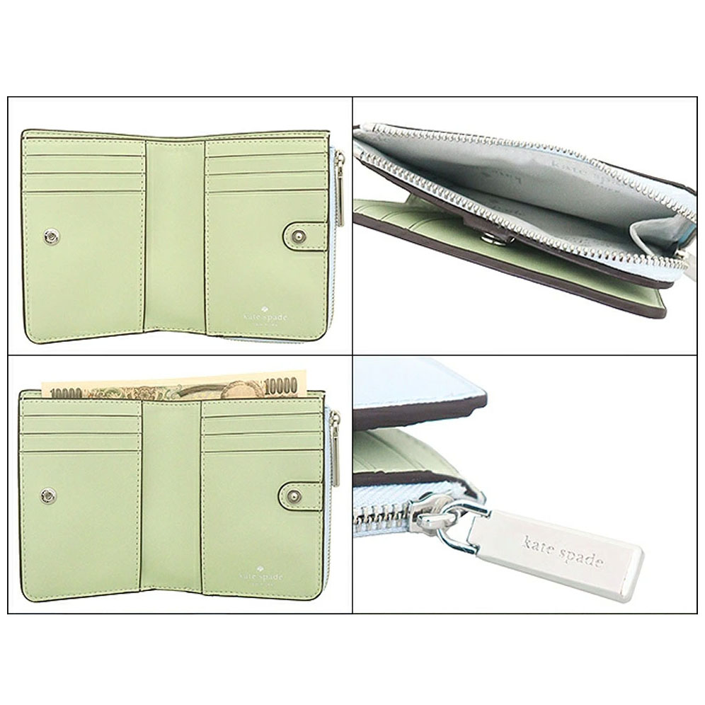 Kate Spade Small Wallet Madison Saffiano Leather Small Lzip Wallet Watercolor Blue Baby Blue # KH615