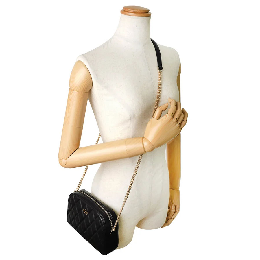 Kate Spade Crossbody Bag Sling Carey Smooth Quilted Mini Camera Bag Black # KG425