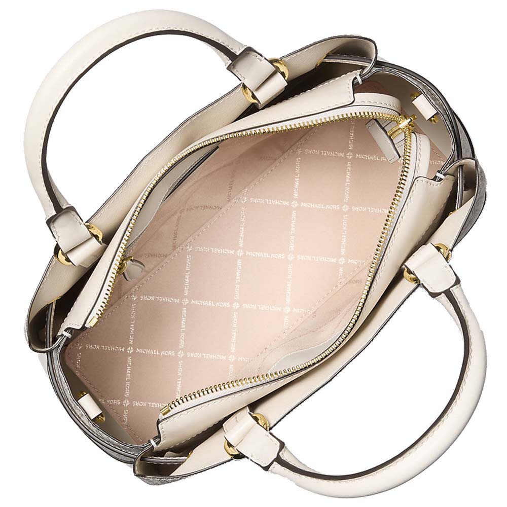 Michael Kors Reed Large Signature Logo Satchel Light Cream Multi White # 35F4G6RS3BD1