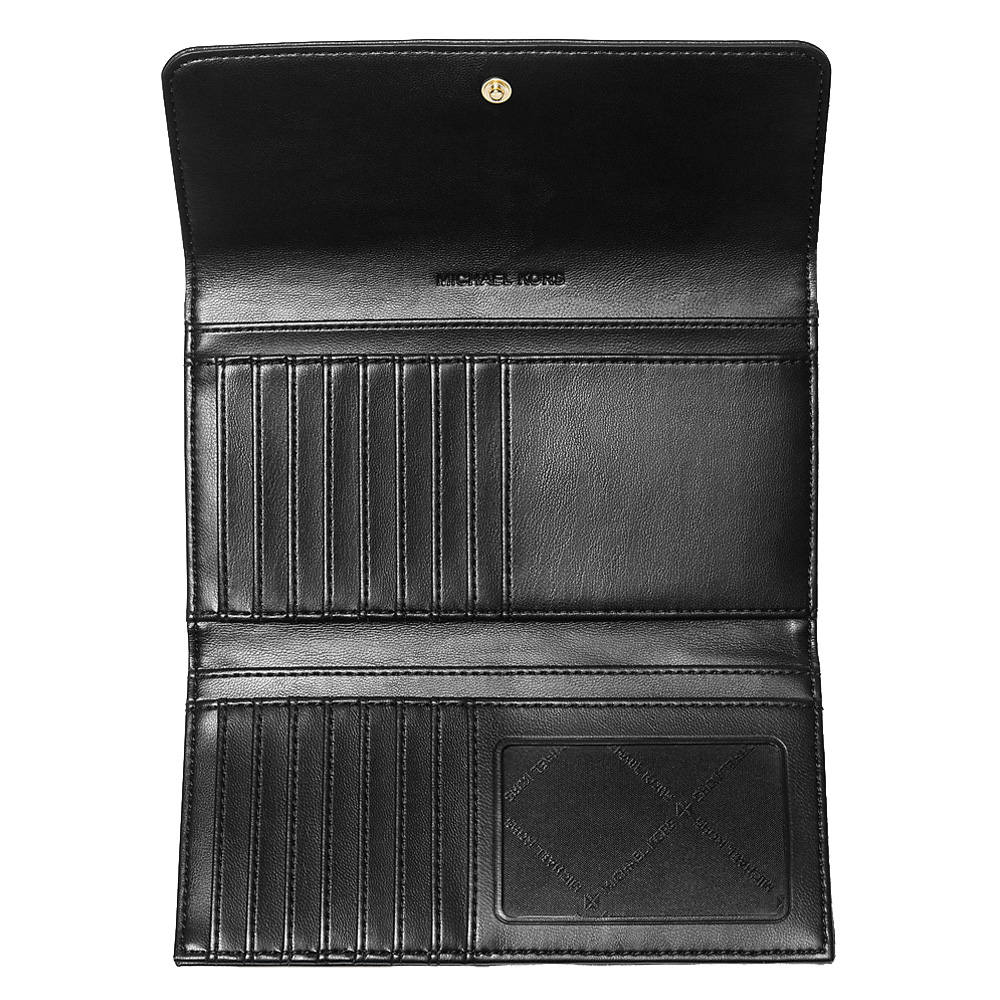 Michael Kors Jet Set Travenuel Large Quilted Tri-Fold Wallet Black # 35R4GTVF9V