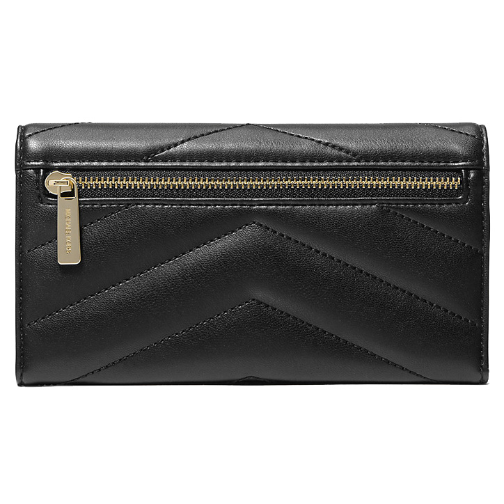 Michael Kors Jet Set Travenuel Large Quilted Tri-Fold Wallet Black # 35R4GTVF9V