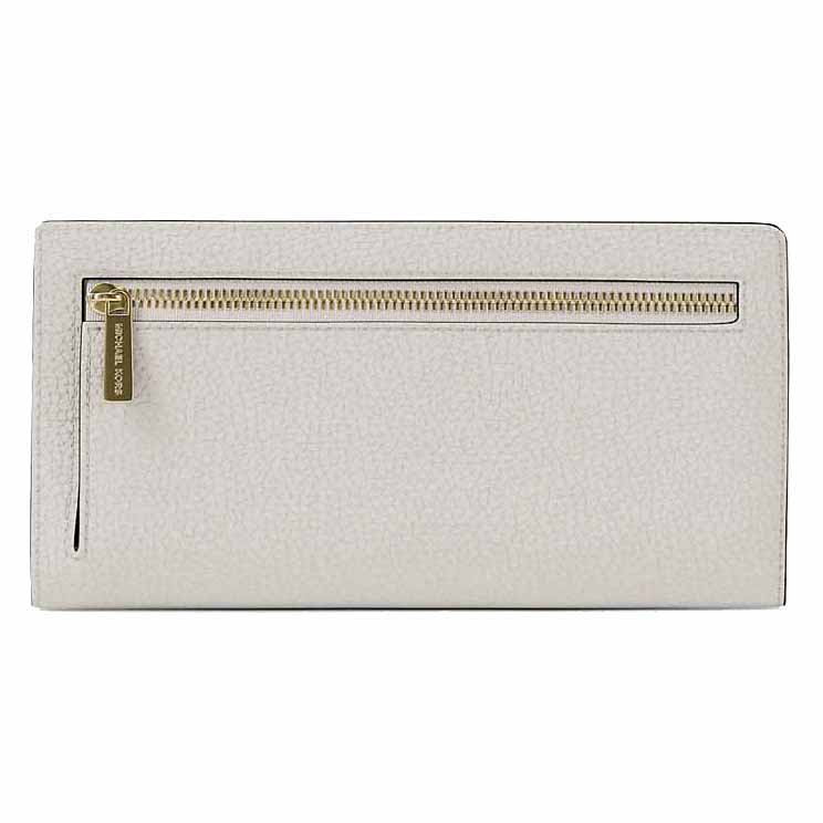 Michael Kors Carson Large Pebbled Leather Wallet Light Cream White # 35S5G2ZE3L