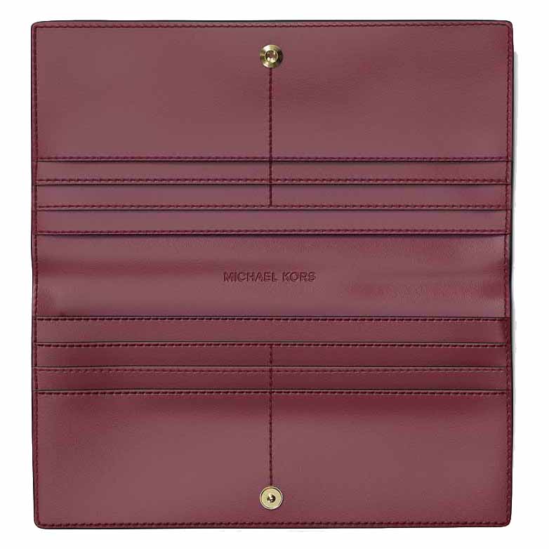 Michael Kors Carson Large Pebbled Leather Wallet Cherry Dark Red # 35S5G2ZE3L
