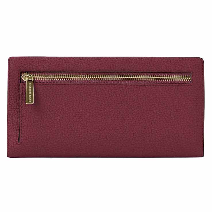 Michael Kors Carson Large Pebbled Leather Wallet Cherry Dark Red # 35S5G2ZE3L
