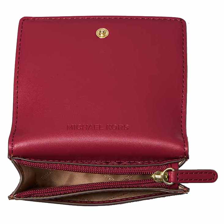 Michael Kors Carson Small Pebbled Leather Wallet Cherry Dark Red # 35S5G2ZD5L