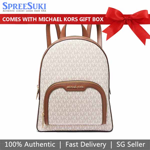 Michael Kors Jaycee Medium Zip Pocket Backpack Vanilla Off White # 35S2G8TB2B