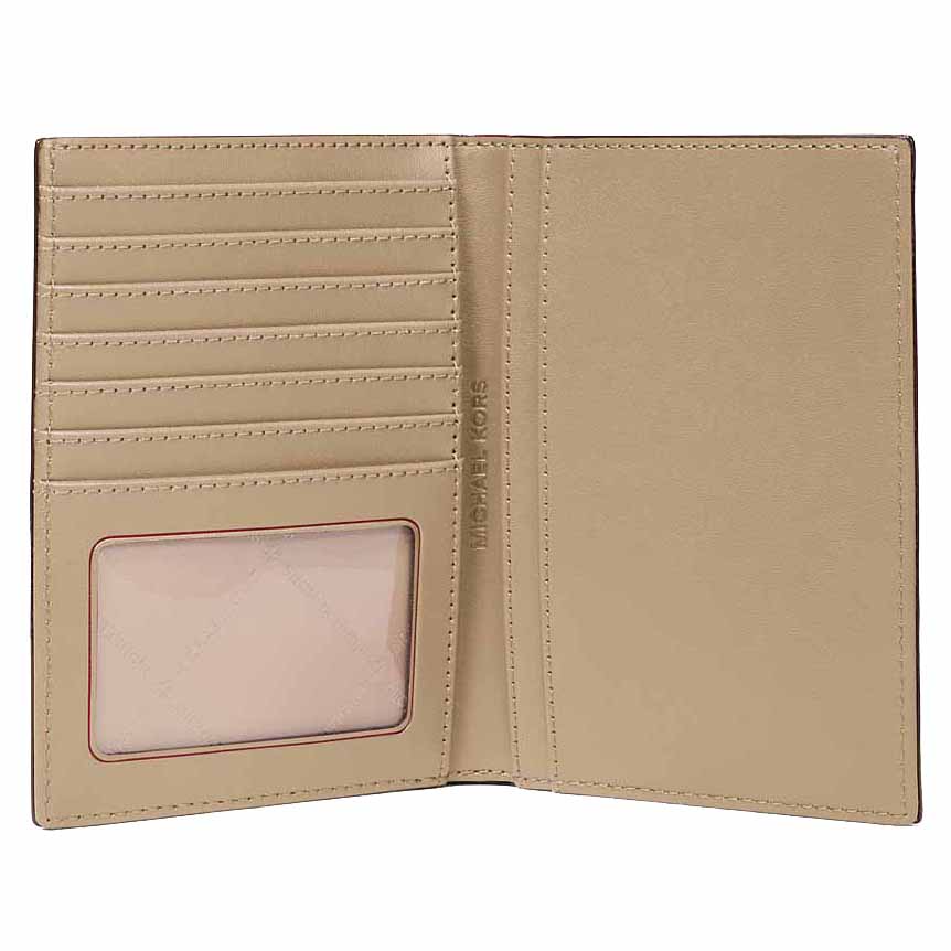 Michael Kors Jet Set Medium Metallic Logo Debossed Passport Wallet Pale Gold # 35F5GTVN8U