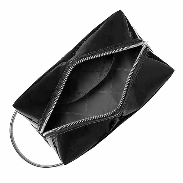 Michael Kors Jet Set Medium Patent Logo Debossed Travenuel Kit Black # 35F5STFN2O