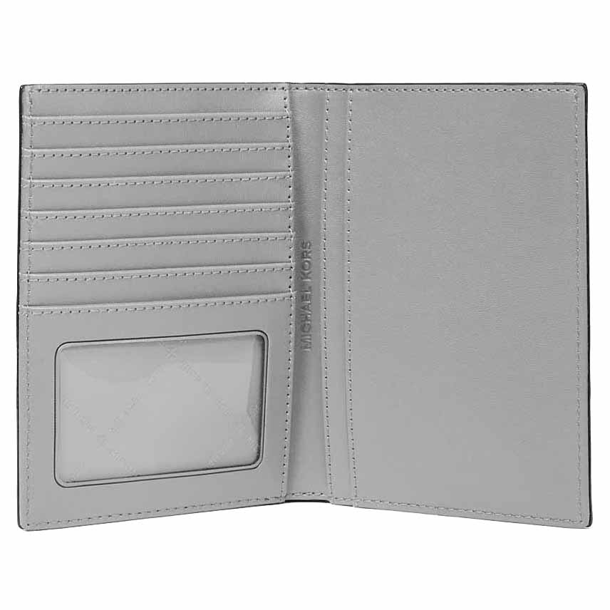 Michael Kors Jet Set Medium Patent Logo Debossed Passport Wallet Silver # 35F5STVN8U