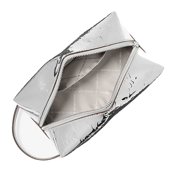 Michael Kors Jet Set Medium Patent Logo Debossed Travenuel Kit Silver # 35F5STFN2O