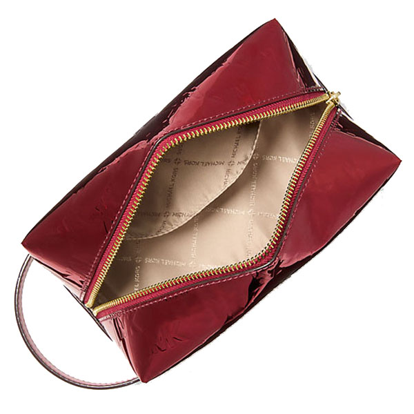 Michael Kors Jet Set Medium Metallic Logo Debossed Travenuel Kit Cherry Red # 35F5GTFN2O