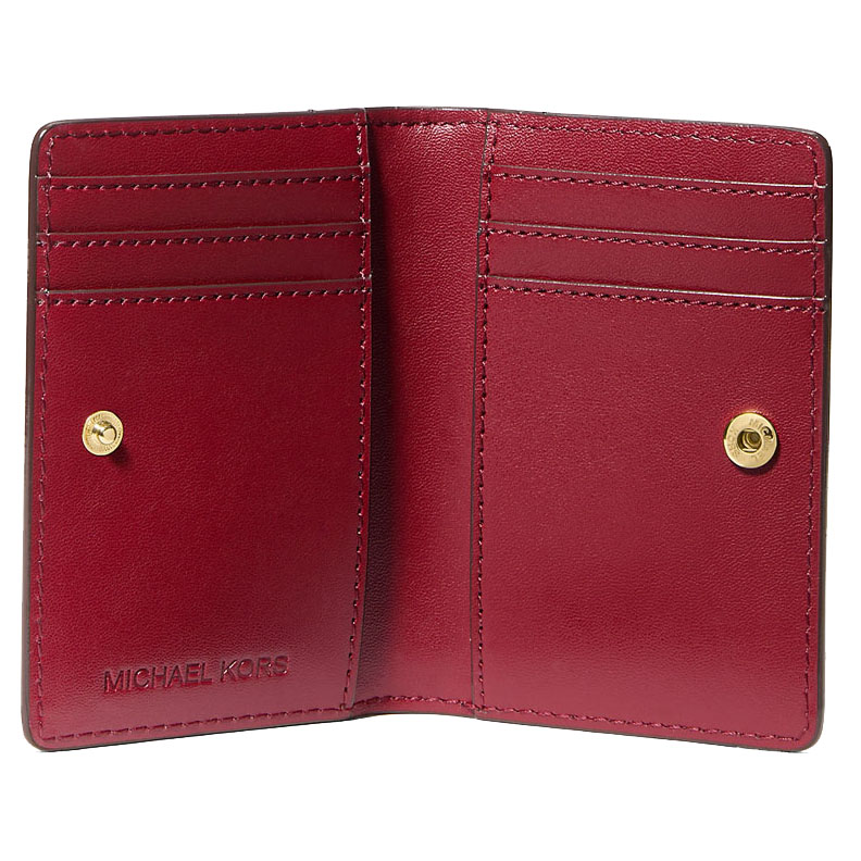 Michael Kors Jet Set Small Metallic Bi-Fold Wallet Cherry Red # 35F5GTVF5Z