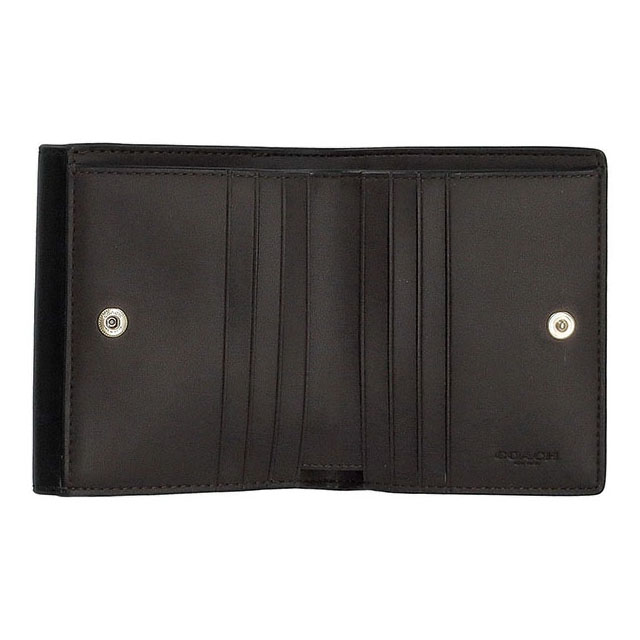 Coach Eliza Small Wallet In Signature Canvas Walnut Black Dark Brown # CW801