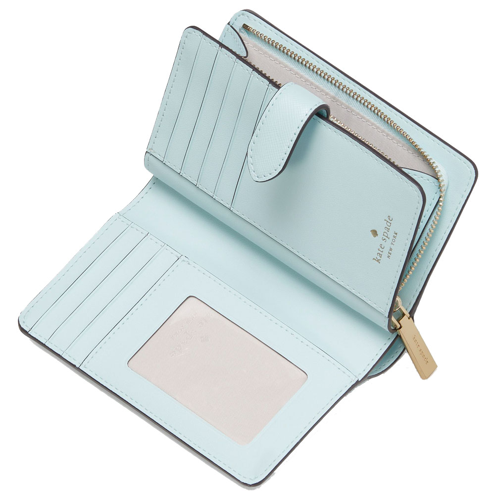 Kate Spade Medium Wallet Madison Saffiano Leather Compact Bifold Watercolor Blue # KC580