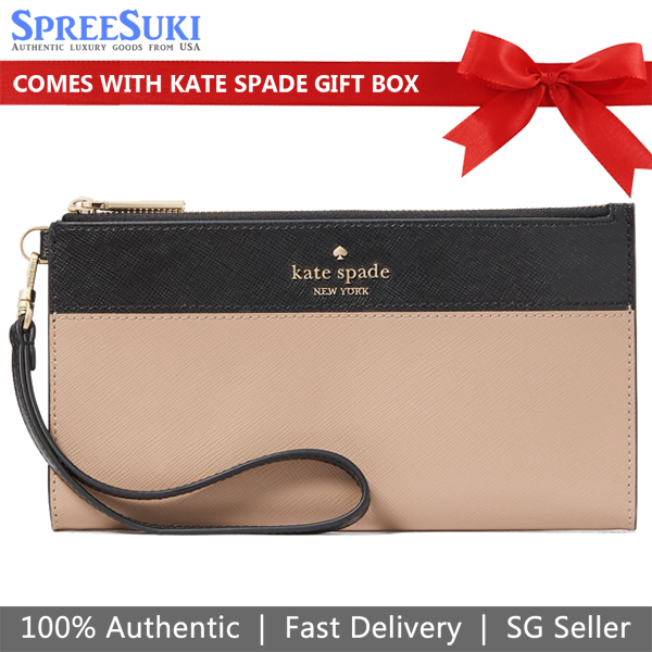 Kate Spade Madison Double Zip Wristlet Toasted Hazelnut Multi Brown # KC507