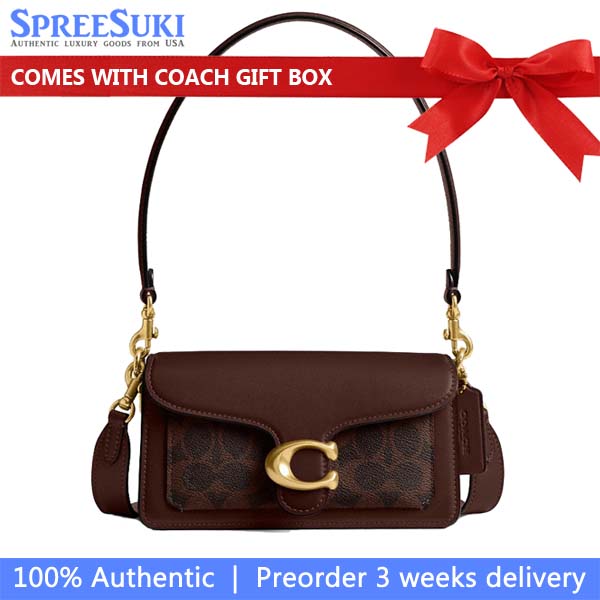 Coach Tabby Shoulder Bag 20 In Signature Canvas Brass Maple Dark Brown # CY200