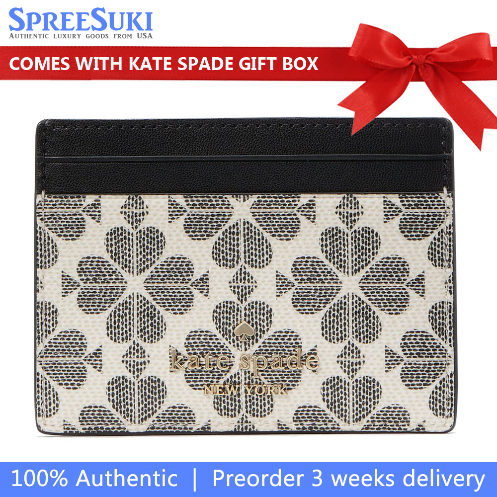 Kate Spade Spade Flower Small Slim Card Holder Black Multi # KI371