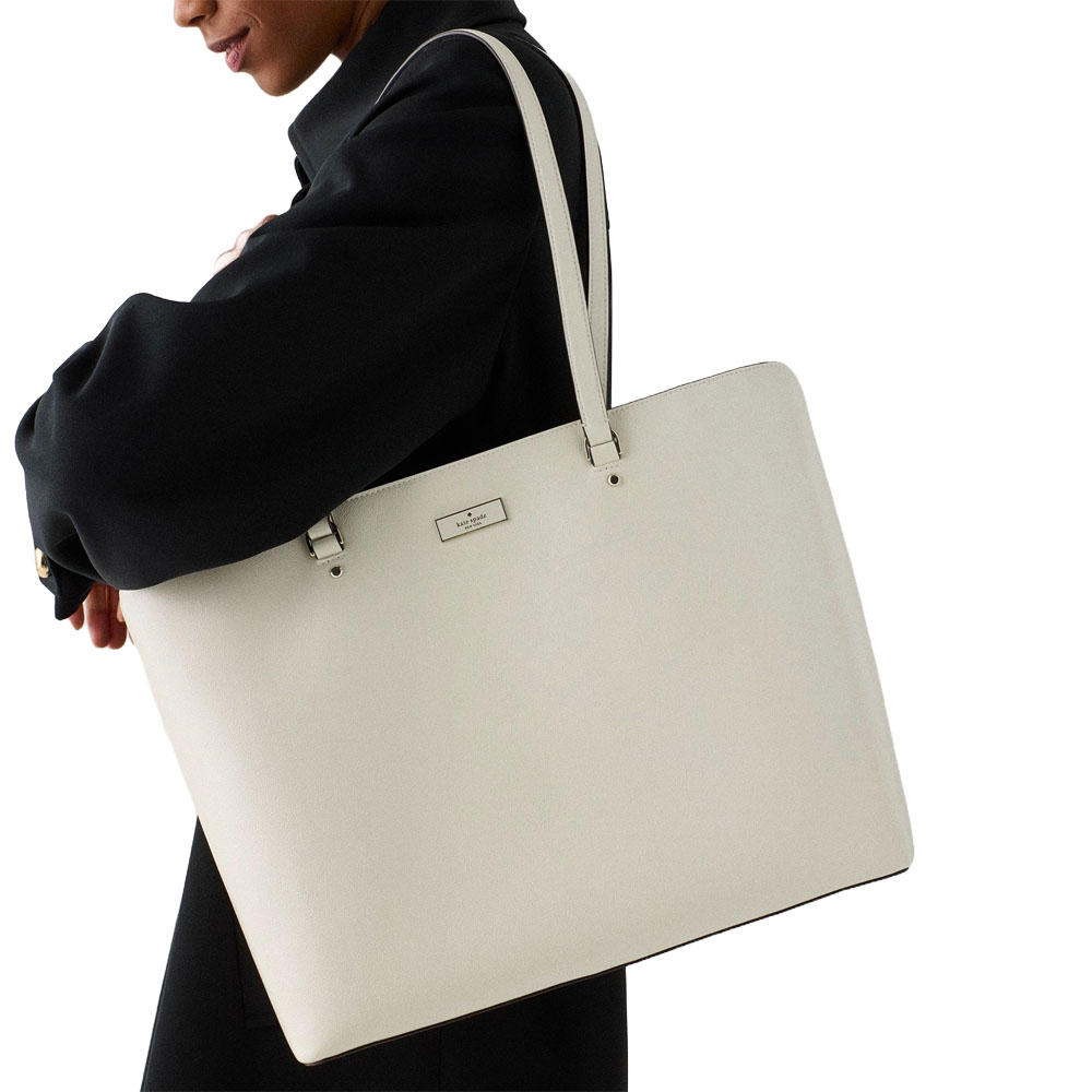 Kate Spade Bridget Crinkle Patent Large Tote Meringue White # KM674