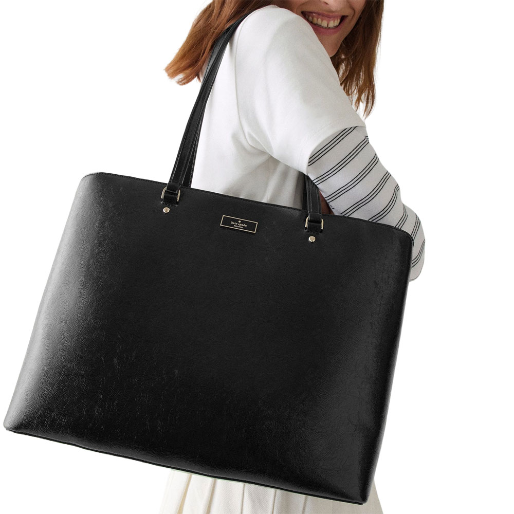 Kate Spade Bridget Crinkle Patent Large Tote Black # KM674