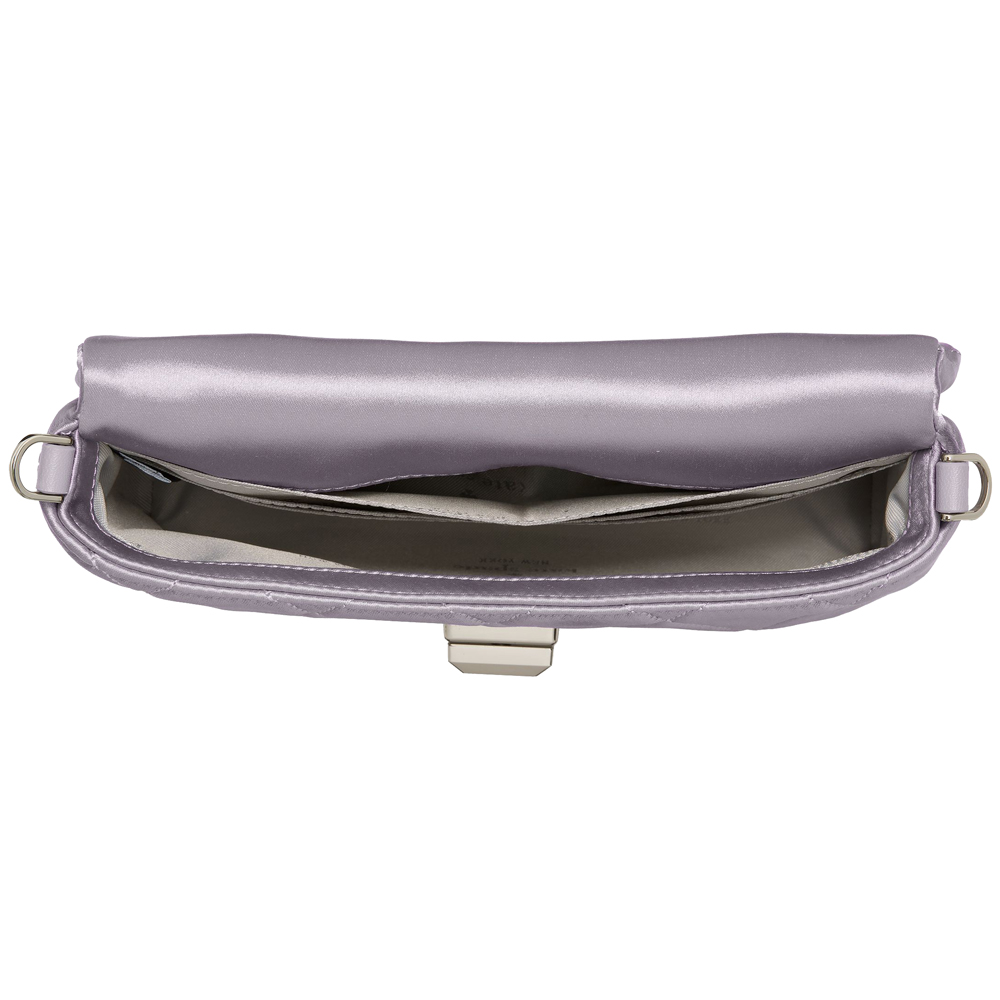 Kate Spade Carey Quilted Satin Mini Crossbody Gravel Grey # KN186