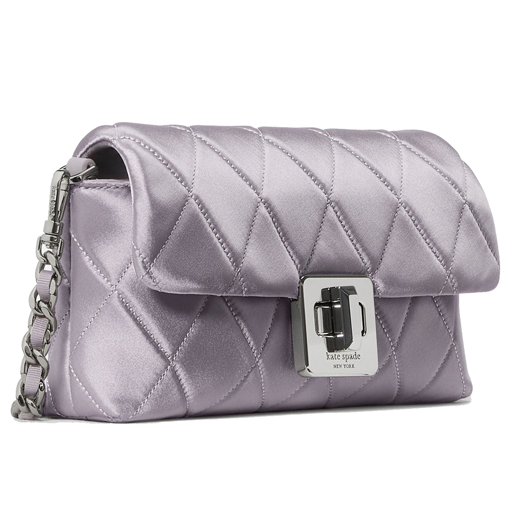 Kate Spade Carey Quilted Satin Mini Crossbody Gravel Grey # KN186