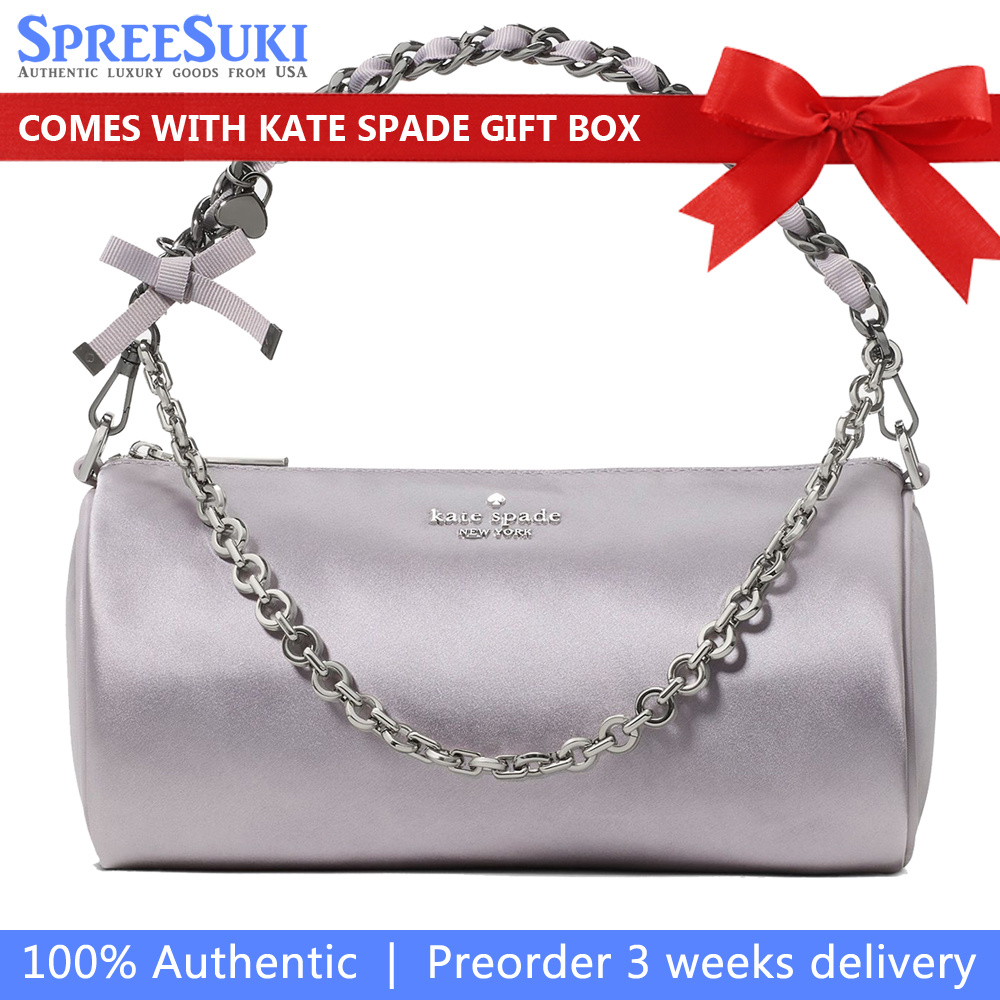 Kate Spade Roulette Satin Mini Convertible Crossbody Gravel Grey # KN204