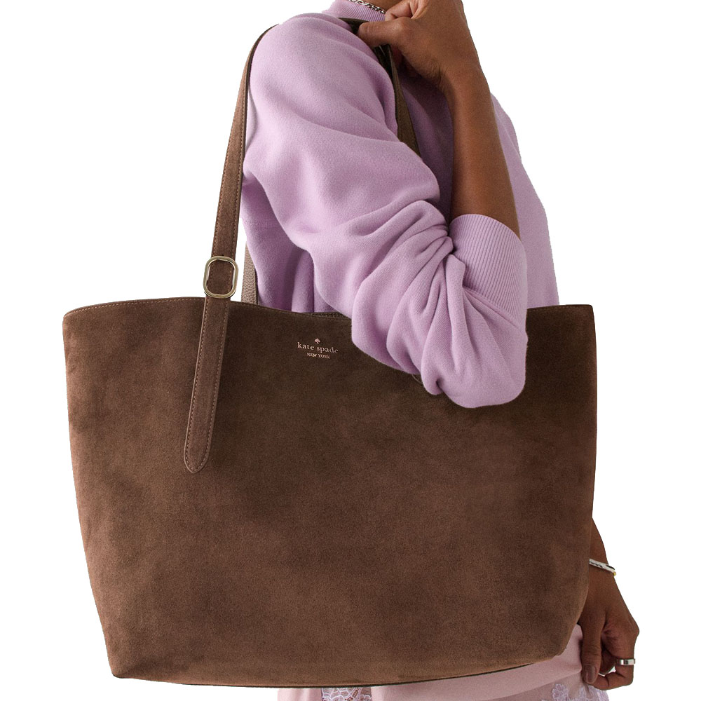 Kate Spade 454 Suede Large Tote Hot Fudge Chocolate # KM714