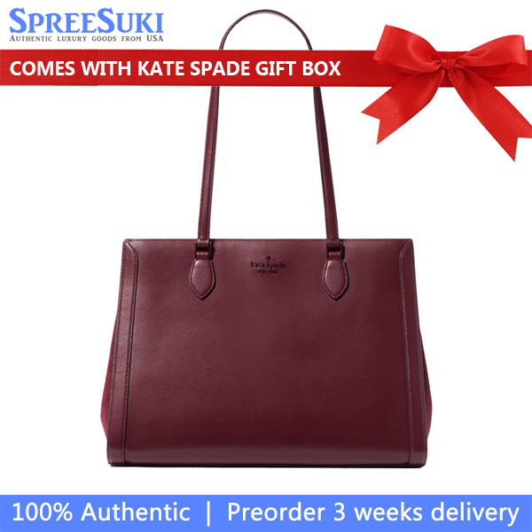 Kate Spade Madison Suede Large Laptop Tote Dark Merlot Dark Red # KM661
