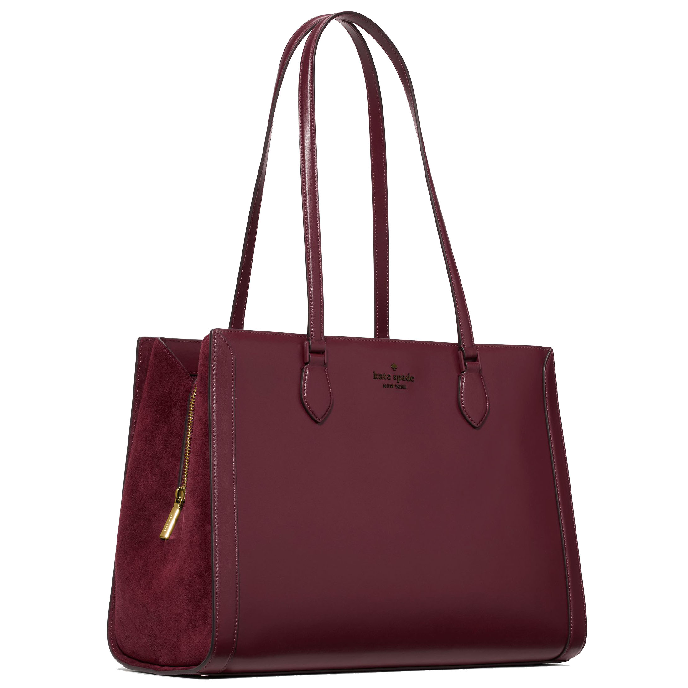 Kate Spade Madison Suede Large Laptop Tote Dark Merlot Dark Red # KM661