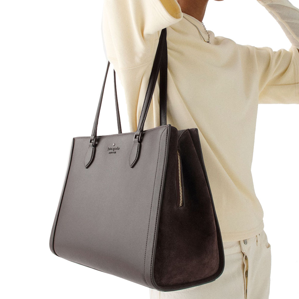 Kate Spade Madison Suede Large Laptop Tote Hot Fudge Chocolate # KM661