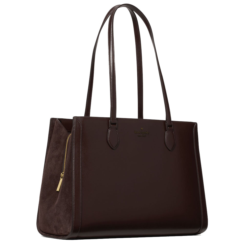 Kate Spade Madison Suede Large Laptop Tote Hot Fudge Chocolate # KM661