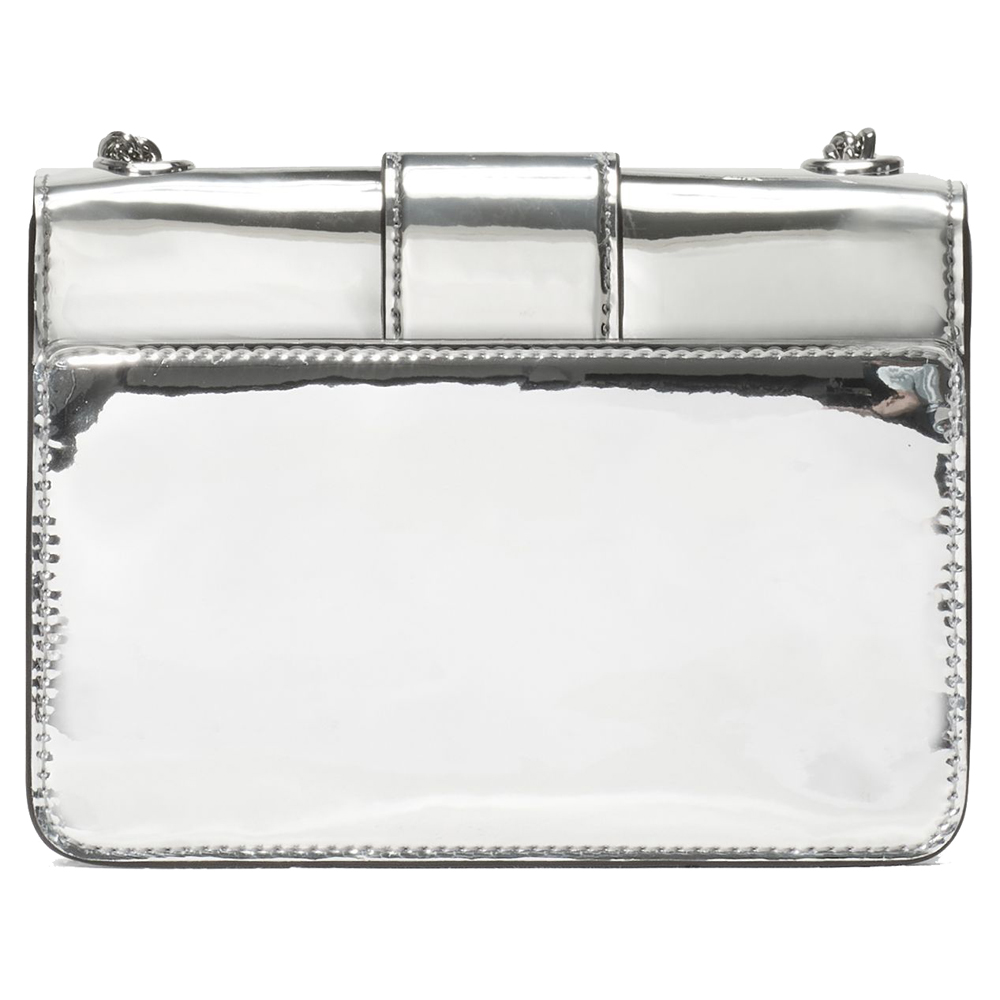 Kate Spade Phoebe Mirror Metallic Turnlock Mini Flap Crossbody Silver # KN242