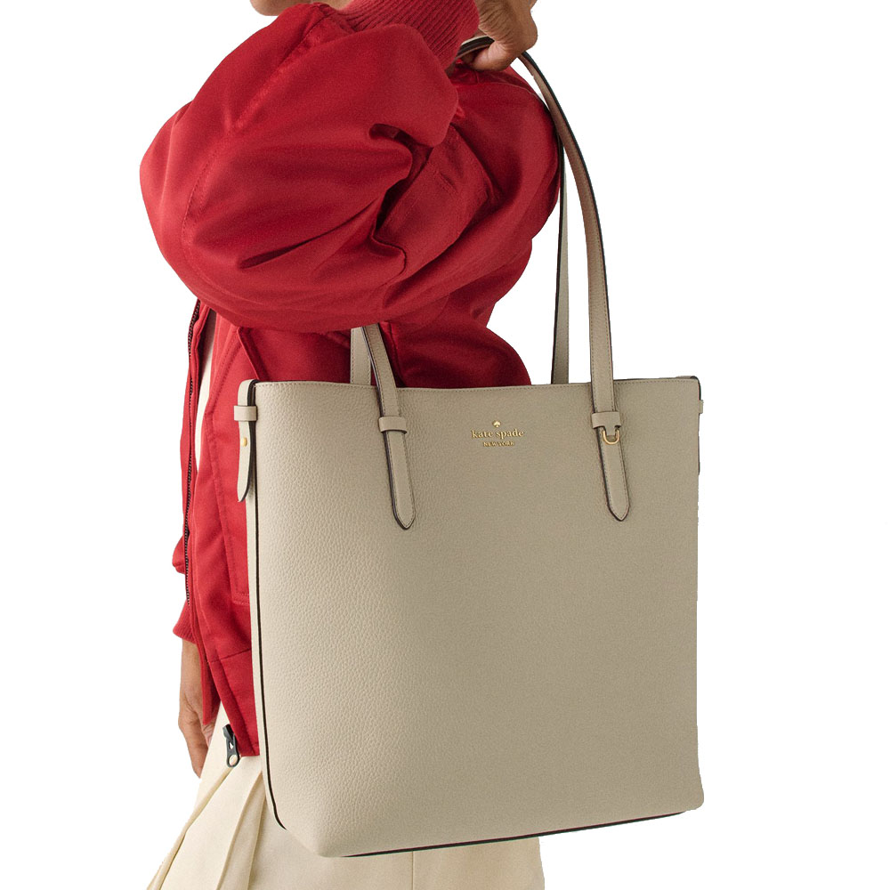 Kate Spade Juliette Leather Medium Tote Light Sand Beige # KN188