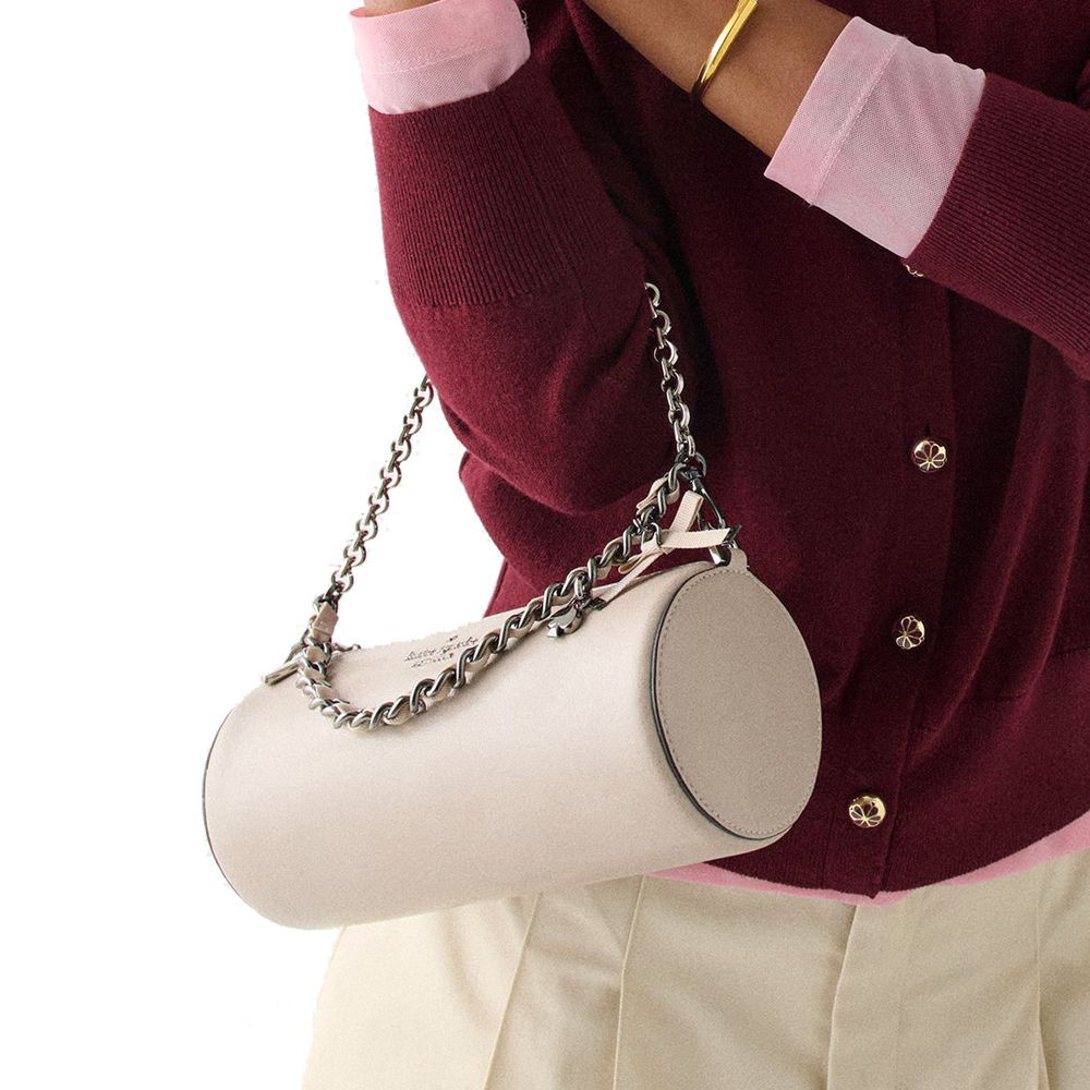 Kate Spade Roulette Glazed Leather Mini Convertible Bag Quartz Pebble Brown # KN203